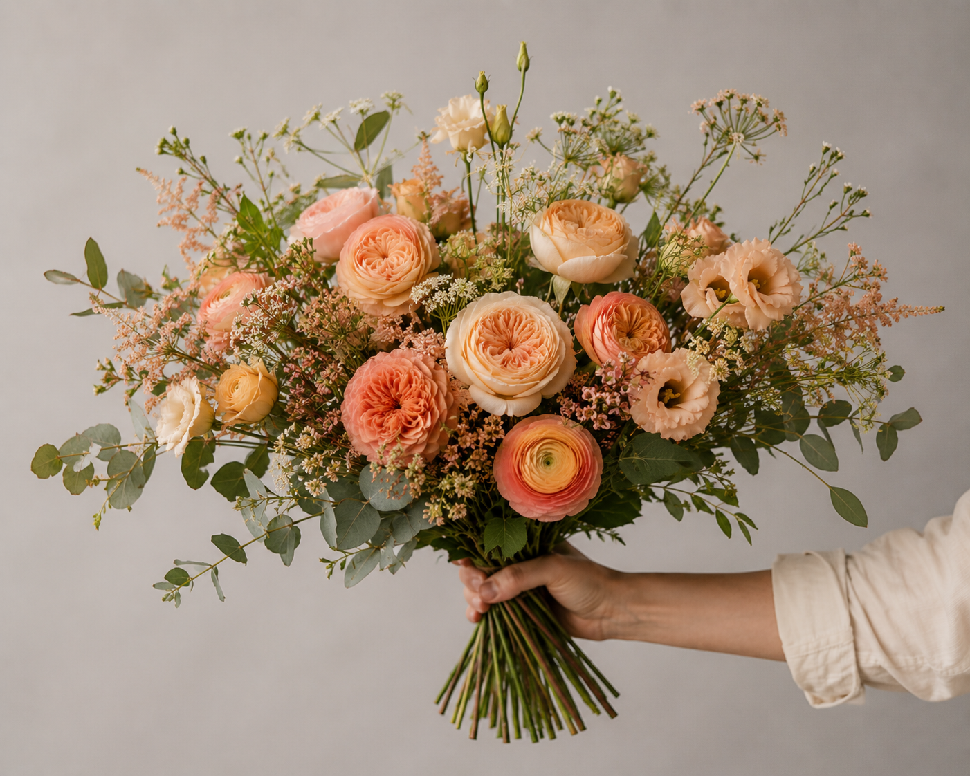 Nærbillede af friske blomster med faste stilke og lyse snitflader